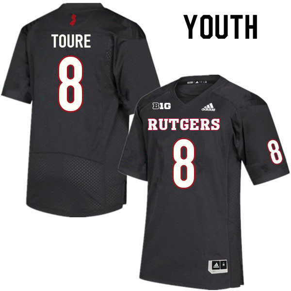 Youth #8 Mohamed Toure Rutgers Scarlet Knights College Football Jerseys Sale-Black